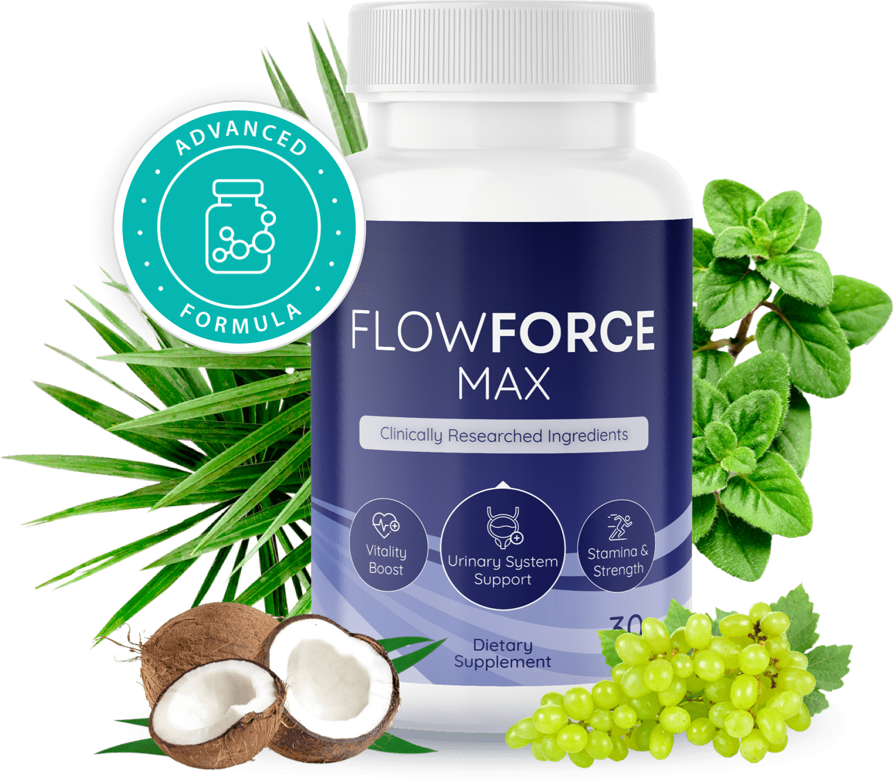 Max Force bottle with herbal ingredients